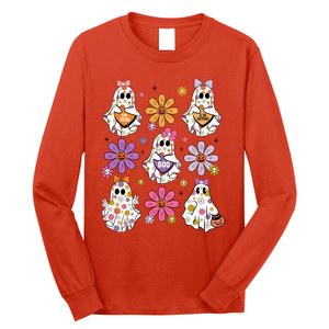 Boo Ghost Floral Halloween Cute Boo Ghoul Long Sleeve Shirt