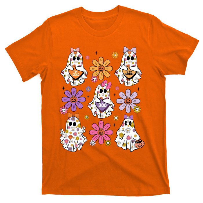 Boo Ghost Floral Halloween Cute Boo Ghoul T-Shirt