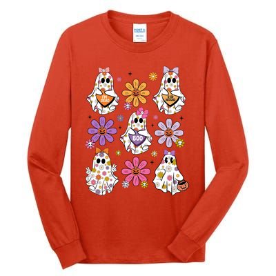 Boo Ghost Floral Halloween Cute Boo Ghoul Tall Long Sleeve T-Shirt