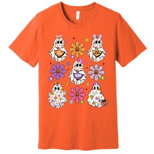 Boo Ghost Floral Halloween Cute Boo Ghoul Premium T-Shirt