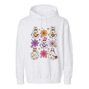 Boo Ghost Floral Halloween Cute Boo Ghoul Garment-Dyed Fleece Hoodie