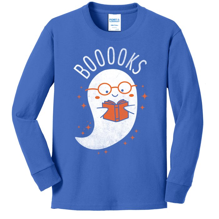 Booooks Ghost Funny Halloween Teacher Book Library Reading Meaningful Gift Kids Long Sleeve Shirt