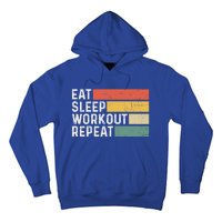 Bodybuilder Gym Funny Vintage Cute Gift Eat Sleep Workout Repeat Gift Hoodie