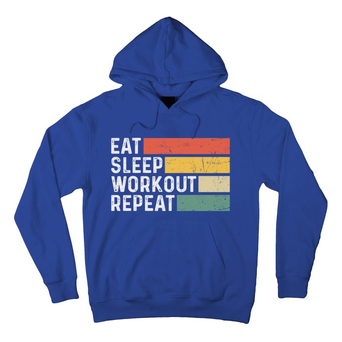 Bodybuilder Gym Funny Vintage Cute Gift Eat Sleep Workout Repeat Gift Hoodie