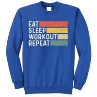 Bodybuilder Gym Funny Vintage Cute Gift Eat Sleep Workout Repeat Gift Sweatshirt