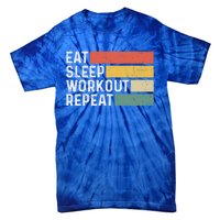 Bodybuilder Gym Funny Vintage Cute Gift Eat Sleep Workout Repeat Gift Tie-Dye T-Shirt