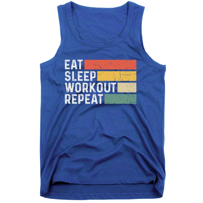 Bodybuilder Gym Funny Vintage Cute Gift Eat Sleep Workout Repeat Gift Tank Top