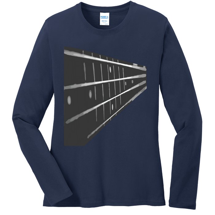 Bass Guitar Fret Musician Ladies Long Sleeve Shirt