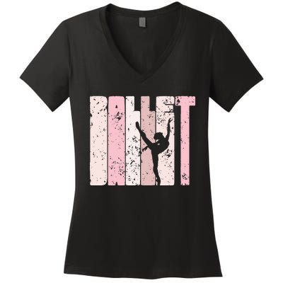 Ballet Gift For N Girl Silhouette Girl Ballet Dance Women's V-Neck T-Shirt