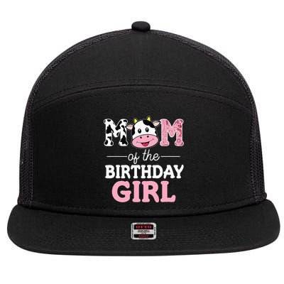 Birthday Girl Farm Cow Mommy Mama 1st Party 7 Panel Mesh Trucker Snapback Hat