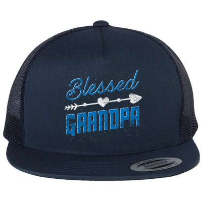 Blessed Grandpa Family Pop Pop Fathers Day Grandpa Gift Flat Bill Trucker Hat