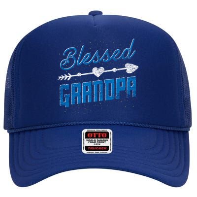 Blessed Grandpa Family Pop Pop Fathers Day Grandpa Gift High Crown Mesh Back Trucker Hat