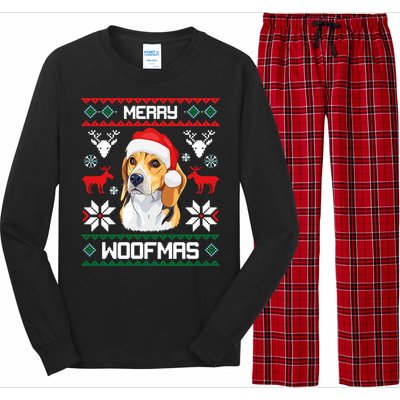 Beagle Gift For Merry Christmas Woofmas Clothes Ugly Cute Gift Long Sleeve Pajama Set