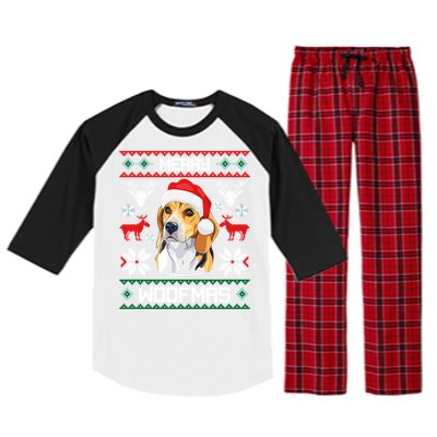 Beagle Gift For Merry Christmas Woofmas Clothes Ugly Cute Gift Raglan Sleeve Pajama Set