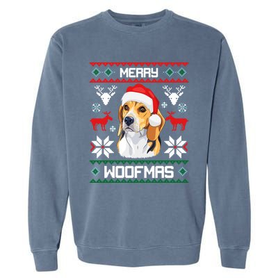 Beagle Gift For Merry Christmas Woofmas Clothes Ugly Cute Gift Garment-Dyed Sweatshirt