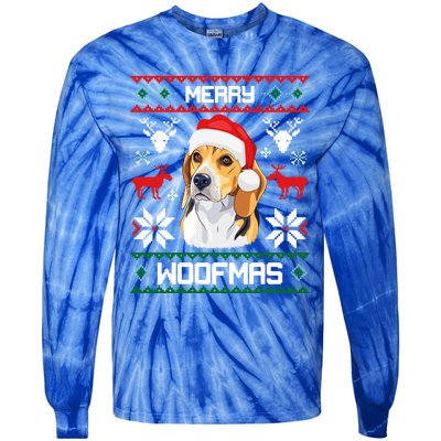 Beagle Gift For Merry Christmas Woofmas Clothes Ugly Cute Gift Tie-Dye Long Sleeve Shirt