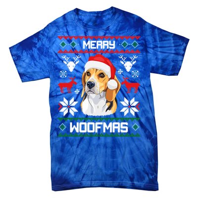 Beagle Gift For Merry Christmas Woofmas Clothes Ugly Cute Gift Tie-Dye T-Shirt