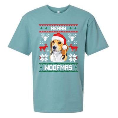 Beagle Gift For Merry Christmas Woofmas Clothes Ugly Cute Gift Sueded Cloud Jersey T-Shirt