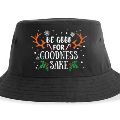 Be Good For Goodness Sake Christmas Reindeer Horn Funny Gift Sustainable Bucket Hat