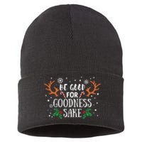 Be Good For Goodness Sake Christmas Reindeer Horn Funny Gift Sustainable Knit Beanie