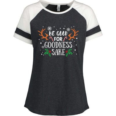 Be Good For Goodness Sake Christmas Reindeer Horn Funny Gift Enza Ladies Jersey Colorblock Tee