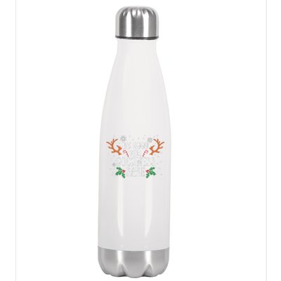 Be Good For Goodness Sake Christmas Reindeer Horn Funny Gift Stainless Steel Insulated Water Bottle