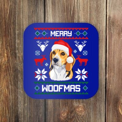 Beagle Gift For Merry Christmas Woofmas Clothes Ugly Gift Coaster