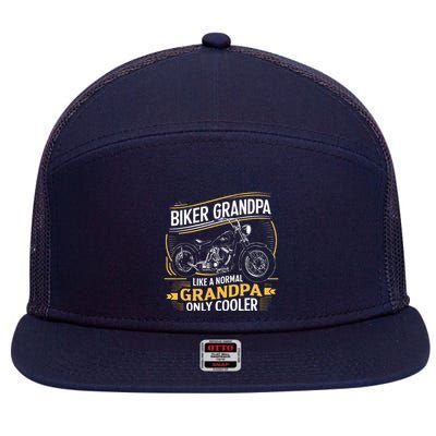 Biker Grandpa FatherS Day Like A Normal Grandpa Motorcycle 7 Panel Mesh Trucker Snapback Hat