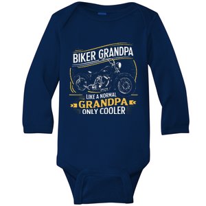 Biker Grandpa FatherS Day Like A Normal Grandpa Motorcycle Baby Long Sleeve Bodysuit