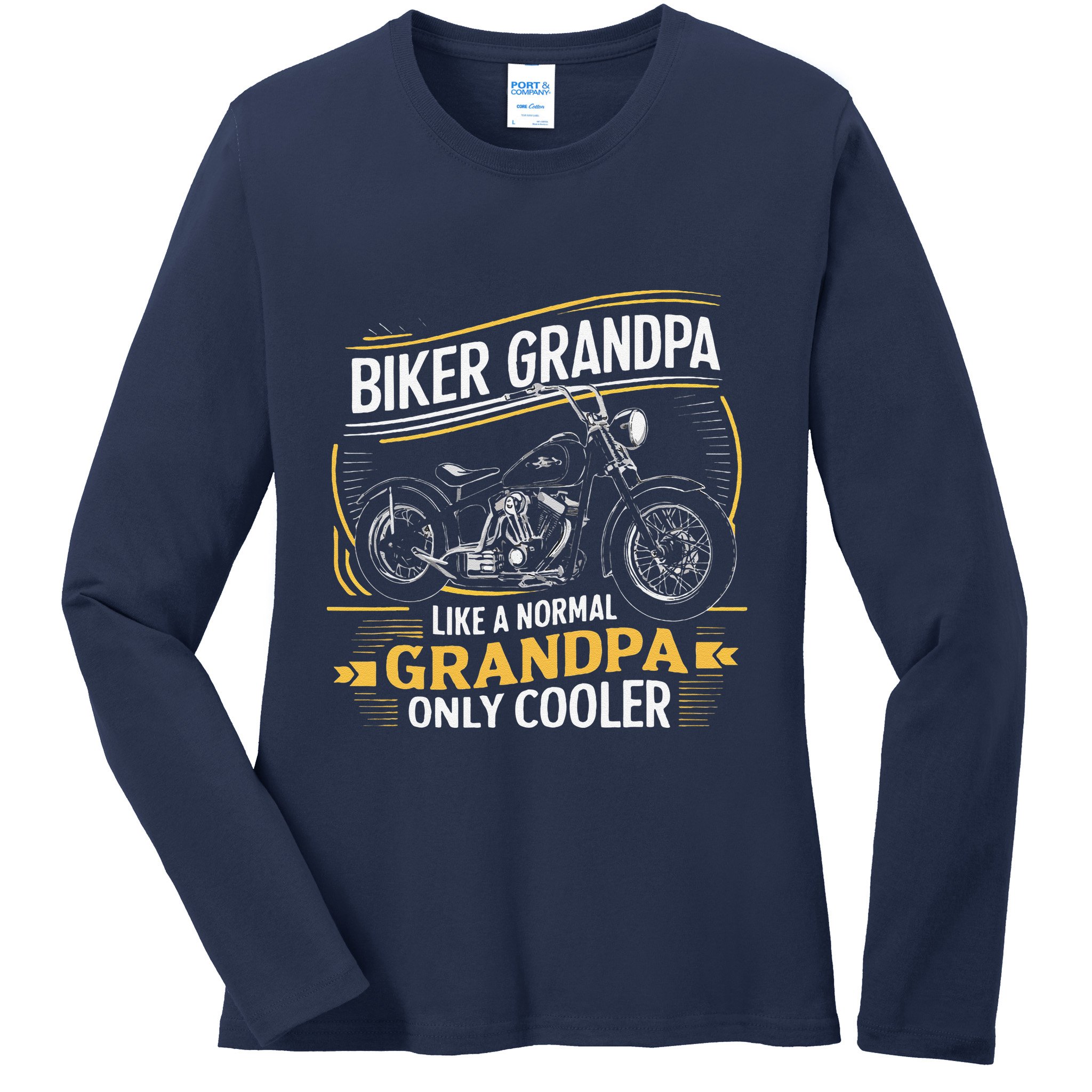 Biker Grandpa FatherS Day Like A Normal Grandpa Motorcycle Ladies Long Sleeve Shirt