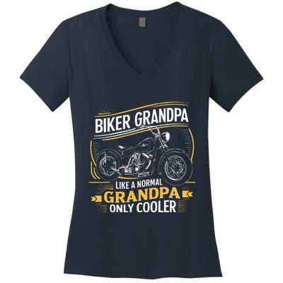 Biker Grandpa FatherS Day Like A Normal Grandpa Motorcycle Women's V-Neck T-Shirt