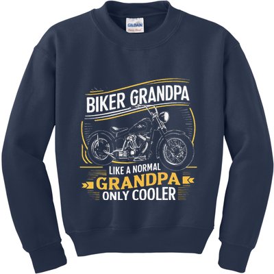 Biker Grandpa FatherS Day Like A Normal Grandpa Motorcycle Kids Sweatshirt