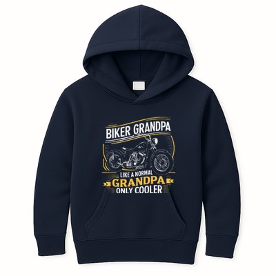 Biker Grandpa FatherS Day Like A Normal Grandpa Motorcycle Kids Hoodie