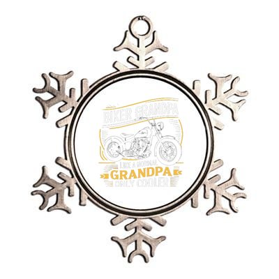 Biker Grandpa FatherS Day Like A Normal Grandpa Motorcycle Metallic Star Ornament