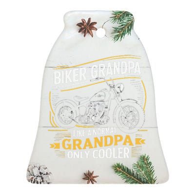 Biker Grandpa FatherS Day Like A Normal Grandpa Motorcycle Ceramic Bell Ornament