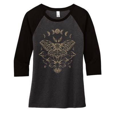 Butterfly Grunge Fairycore Aesthetic Luna Moth Mushrooms Women's Tri-Blend 3/4-Sleeve Raglan Shirt