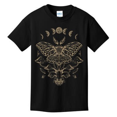 Butterfly Grunge Fairycore Aesthetic Luna Moth Mushrooms Kids T-Shirt