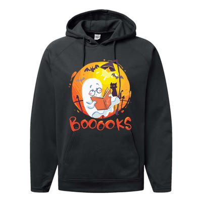 Booooks Ghost Funny Halloween Teacher Book Library Reading Performance Fleece Hoodie