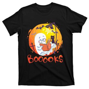 Booooks Ghost Funny Halloween Teacher Book Library Reading T-Shirt