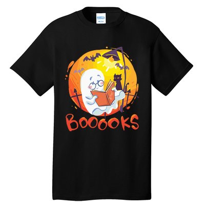 Booooks Ghost Funny Halloween Teacher Book Library Reading Tall T-Shirt