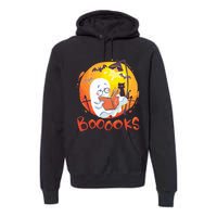 Booooks Ghost Funny Halloween Teacher Book Library Reading Premium Hoodie