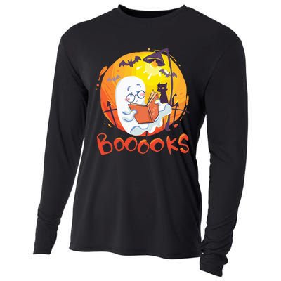 Booooks Ghost Funny Halloween Teacher Book Library Reading Cooling Performance Long Sleeve Crew