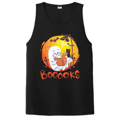 Booooks Ghost Funny Halloween Teacher Book Library Reading PosiCharge Competitor Tank