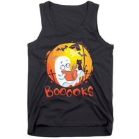 Booooks Ghost Funny Halloween Teacher Book Library Reading Tank Top