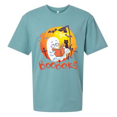 Booooks Ghost Funny Halloween Teacher Book Library Reading Sueded Cloud Jersey T-Shirt