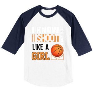 Basketball Gift Funny Shoot Like A Gift Baseball Sleeve Shirt