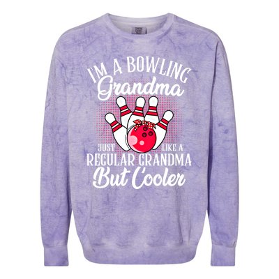 Bowling Grandma Funny Novelty For Bowling Family Gift Colorblast Crewneck Sweatshirt