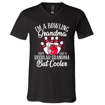 Bowling Grandma Funny Novelty For Bowling Family Gift V-Neck T-Shirt