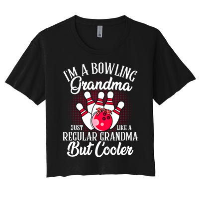 Bowling Grandma Funny Novelty For Bowling Family Gift Women's Crop Top Tee