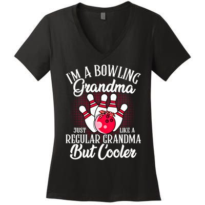 Bowling Grandma Funny Novelty For Bowling Family Gift Women's V-Neck T-Shirt